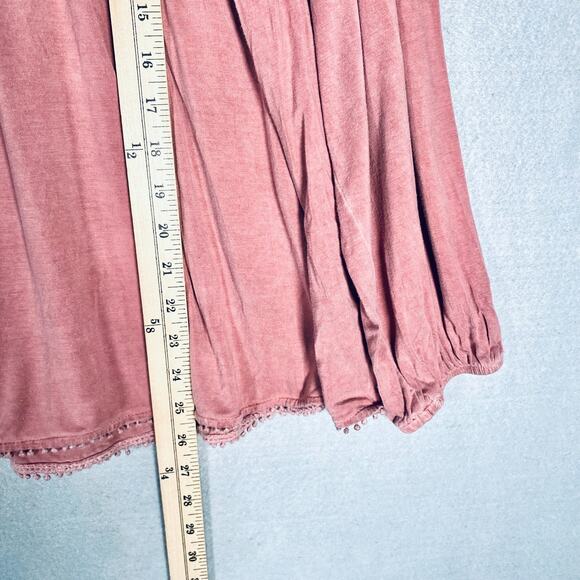 Pol Top Womens S Peach Cotton Blouse Costal Cowgirl Boho Fringe - Picture 11 of 13